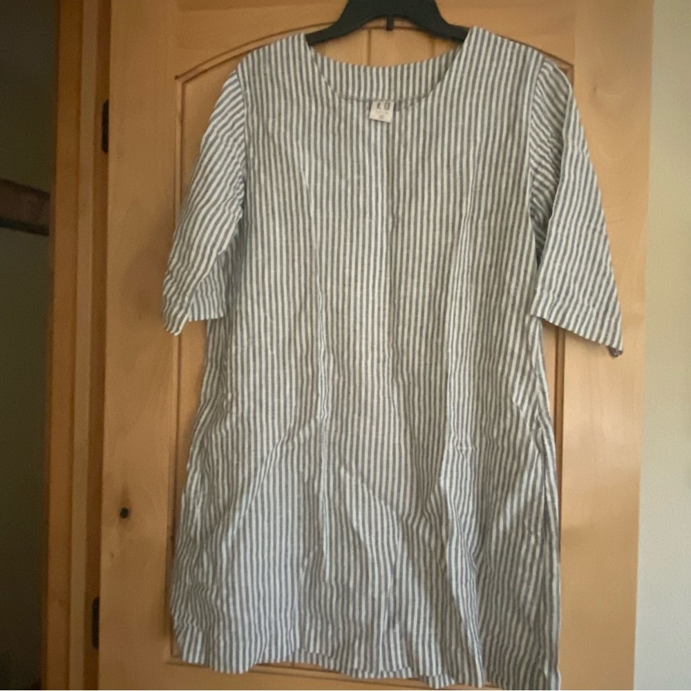 Lenox Linen mini free dress blue and white stripe